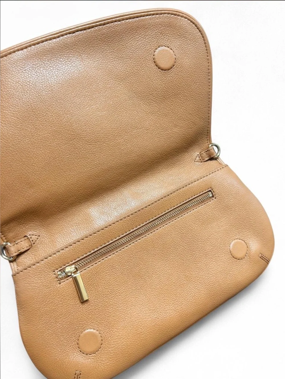 Tory Burch Tan Leather Crossbody with Gold Chain